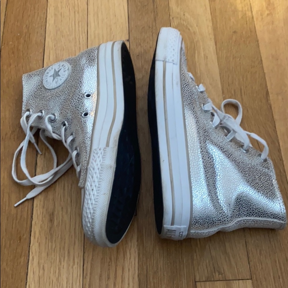 Silver Sparkle High Top Converse